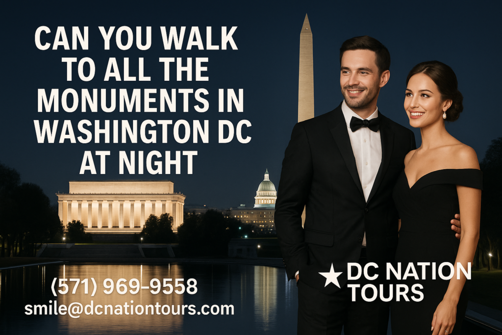Walk to all the Monuments in Washington DC at Night